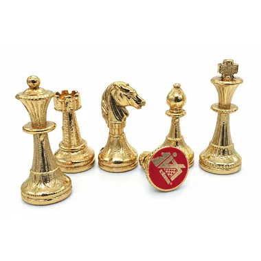 Close-up of gold Mignon Flower pieces with engraved Made in Italy medallion