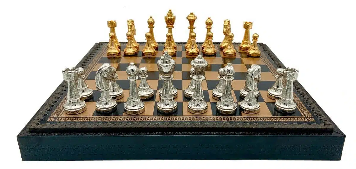 Classic Flower 1 Chess Set with Gold and Silver-Plated Metal Chess Pieces and Board - Image 4