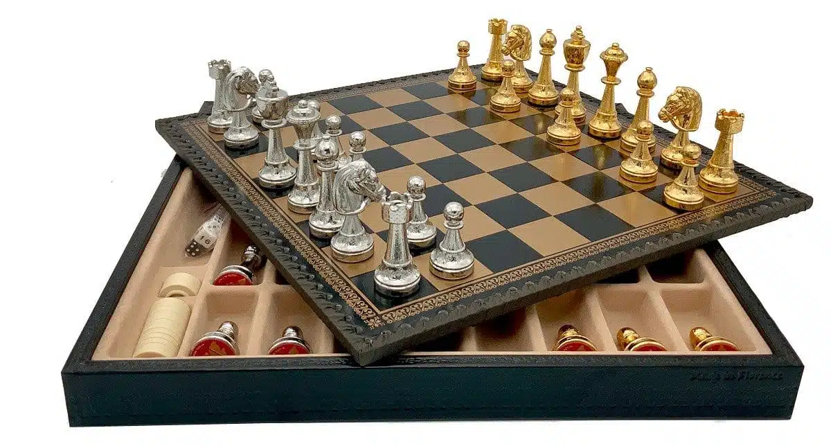 Classic Flower 1 Chess Set with Gold and Silver-Plated Metal Chess Pieces and Board - Image 2