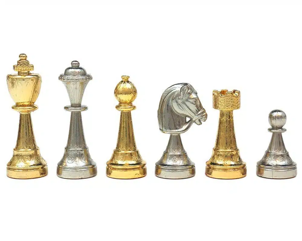 Classic Flower 1 Chess Set with Gold and Silver-Plated Metal Chess Pieces and Board - Image 7