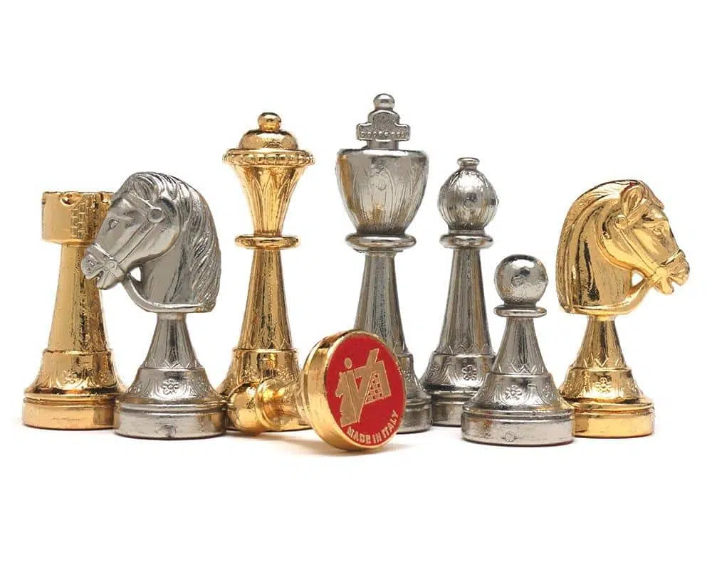 Classic Flower 1 Chess Set with Gold and Silver-Plated Metal Chess Pieces and Board - Image 5