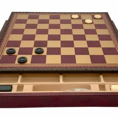 Bordeaux Faux Leather Chess Board with Storage Compartment