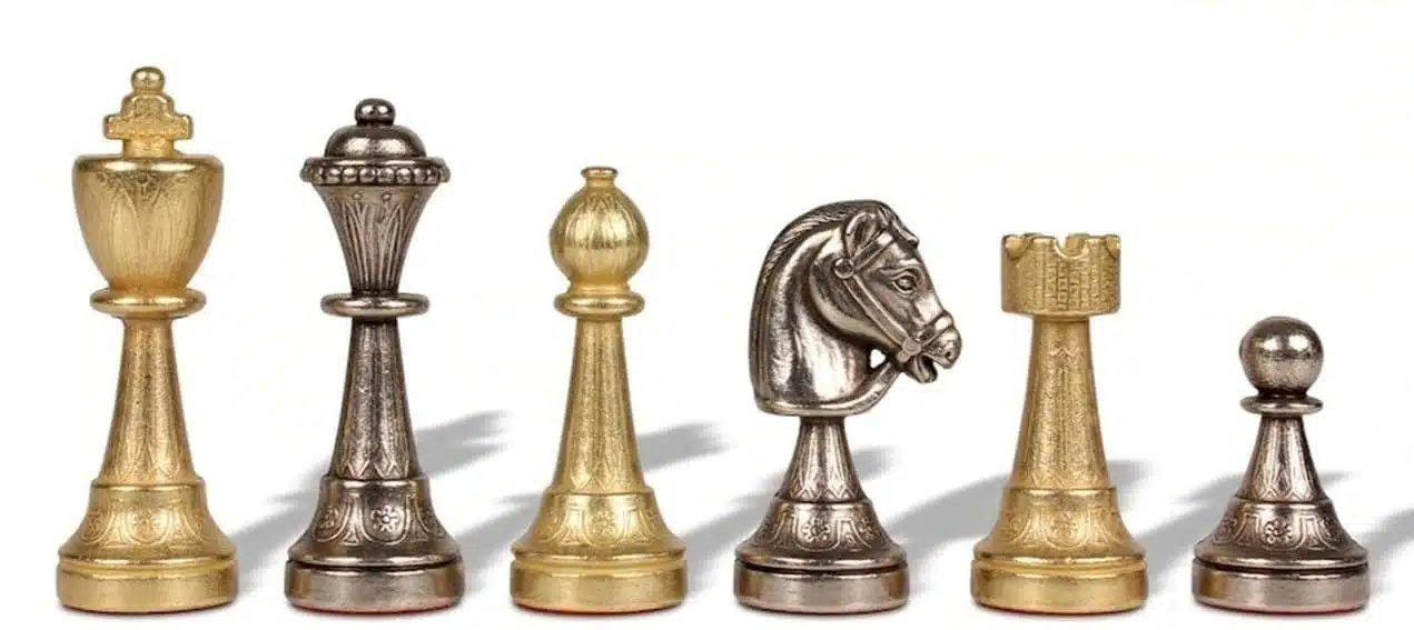 Staunton Mix Chess Set with Faux Leather Board with Built-in Storage & Solid Metal Chess Pieces - Image 6