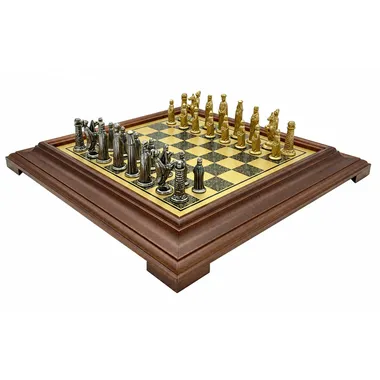 Medieval VI complete chess set on wooden chess board with base