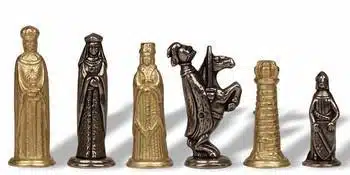 Medieval V Set: Faux Leather Chess Board & Solid Metal Chess Pieces - Image 7