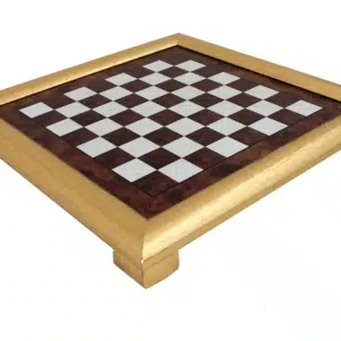 Golden Wood Chess Board in Elm and Briar Wood with Gilded Border