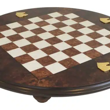 Round Chess Board on Stand in Briar Wood, Special Edition