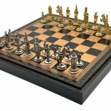 Camelot King Arthur XIV Chess Board with Storage and Metal Chess Set