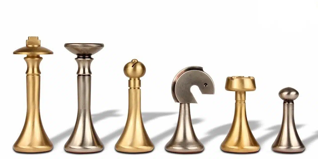 Contemporary Blue Set – Maple Wood Chess Board & Solid Brass Chess Set - Image 9