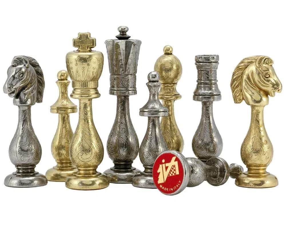 Oriental III Set – Maple and Golden Rosewood Chess Board & Metal Chess Set - Image 6