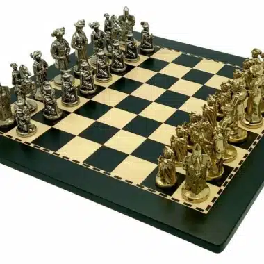 Lanzichenecchi III Set – Wooden Chess Board and Metal Chess Set