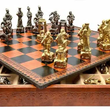 Samurai III Set – Chess Board with Storage Box and Metal Chess Set
