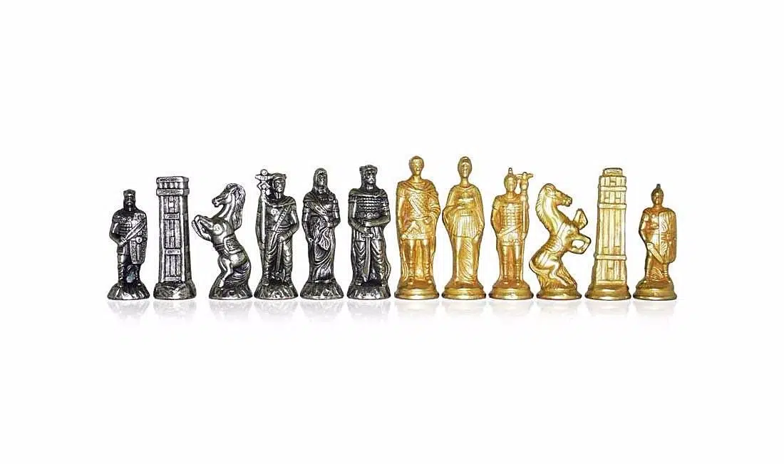 Romans vs Barbarians Set: Faux Leather Chess Board & Metal Chess Set - Image 8