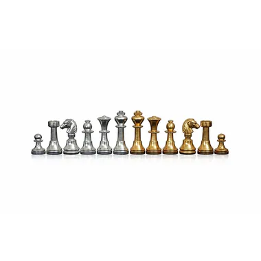 Chess Set in Solid Brass Gold and Silver Plated "Mignon"