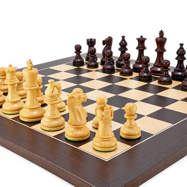 Atlantic II set in starting position on the wenge chess board