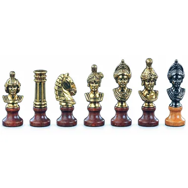 "Roman Bust" Chess Set in Wood and Metal