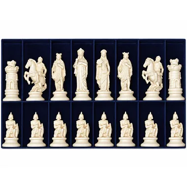 "Etruscan Natural Wood" Chess Set in Traditionally Carved Solid Alpine Wood