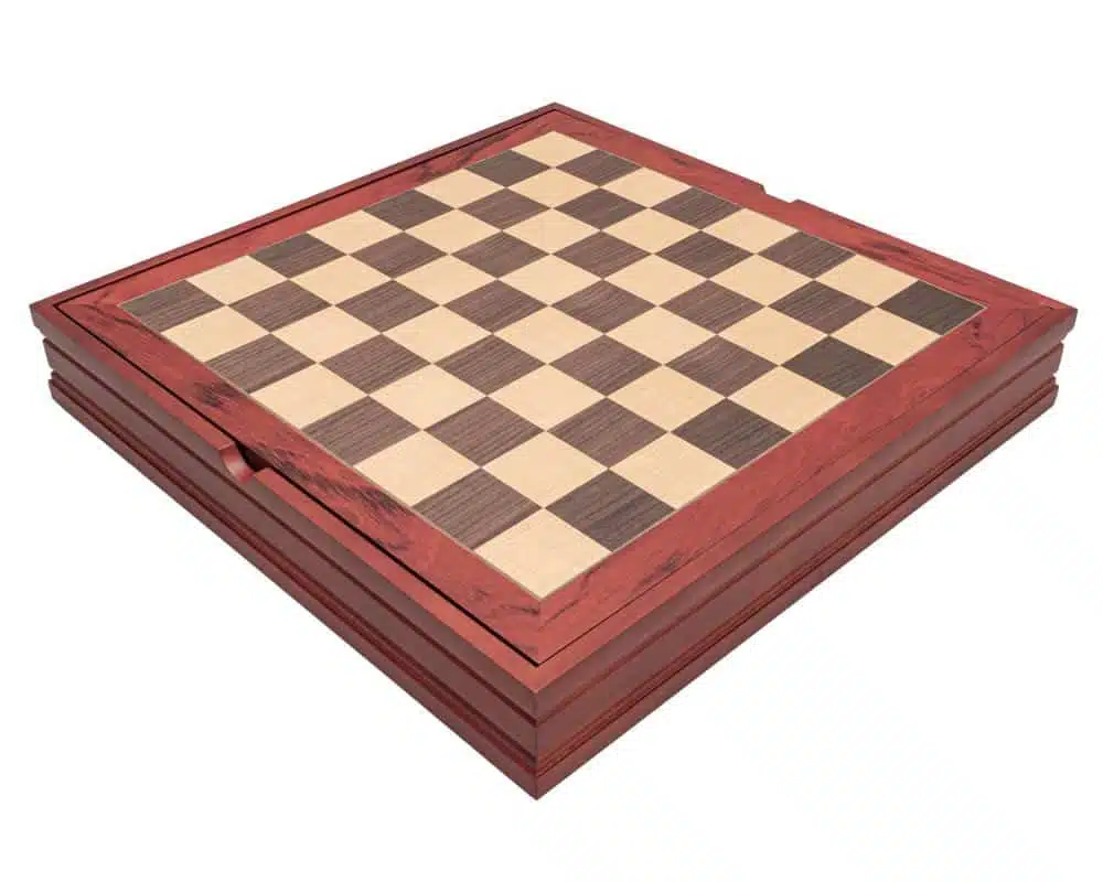 Walnut and Maple Wood Chess Board with Storage Compartment