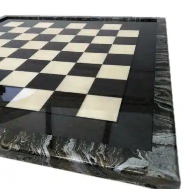 Alternative view of Modern Staunton XL Set – Green Maple Wood Chess Board & Brass and Gold/Silver-Plated Wood Chess Pieces