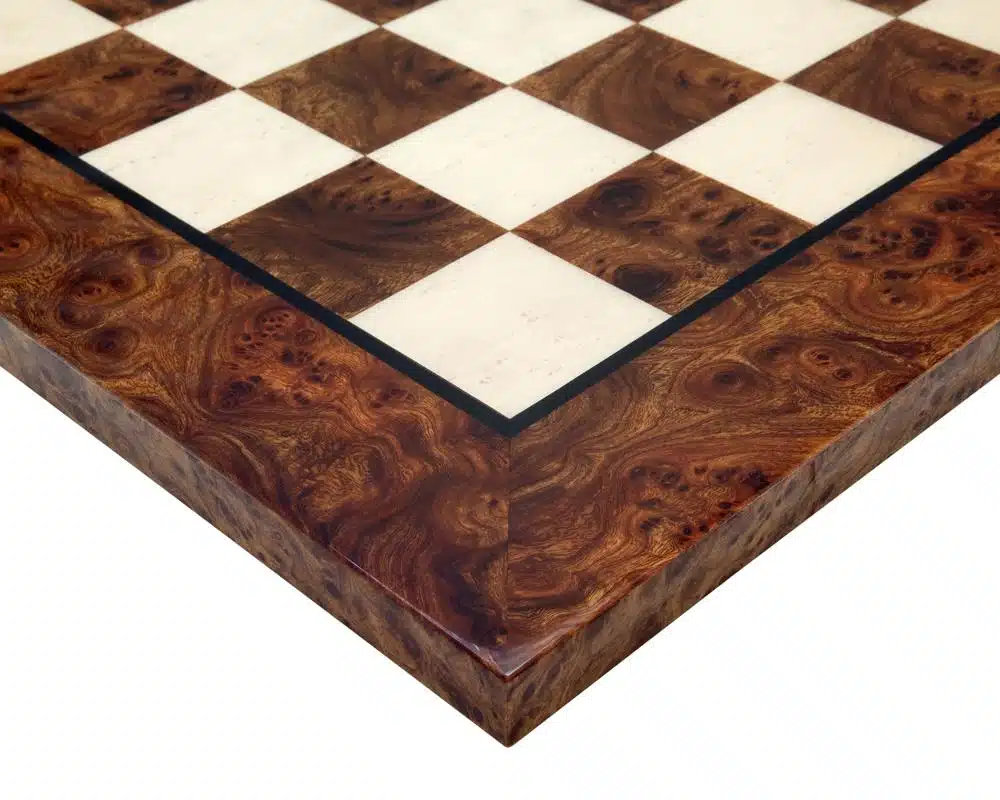 Camelot King Arthur VI Chess Set with Elm and Burr Wood Chess Board and Metal Chess Pieces - Image 9