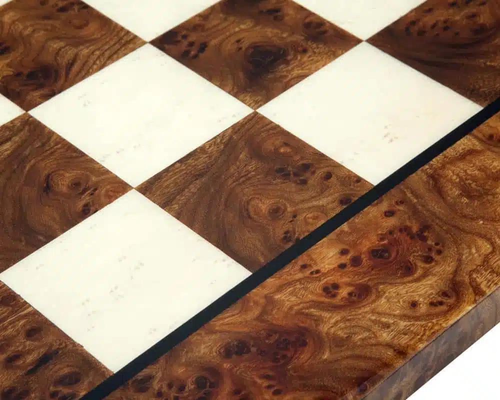 Camelot King Arthur VI Chess Set with Elm and Burr Wood Chess Board and Metal Chess Pieces - Image 10
