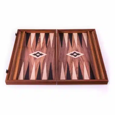 Walnut-Effect Laminated Wood Backgammon Set with Side Supports