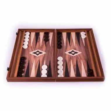 Alternative view of Walnut-Effect Laminated Wood Backgammon Set with Side Supports
