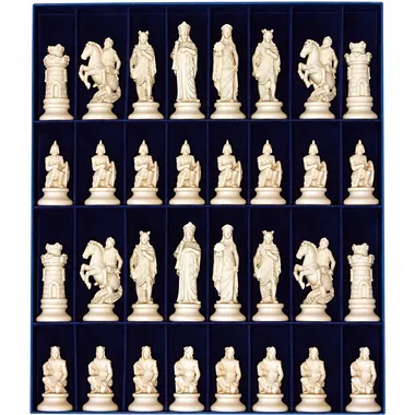 "Etruscan Natural Wood" Chess Set in Traditionally Carved Solid Alpine Wood