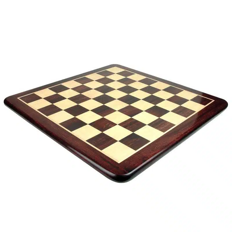 Rounded Rosewood and Maple Chess Board with Matt Finish