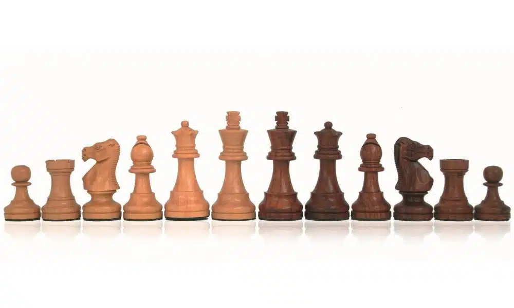 Acacia Wood Chess Set with Genuine Leather Chess Board - Image 4