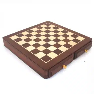 Golden Rosewood and Maple Chess Board with Double Storage Drawer