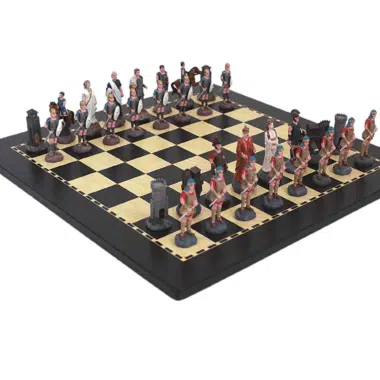 Trojan War Battle Chess Set with Wooden Chess Board and Pewter Chess Pieces