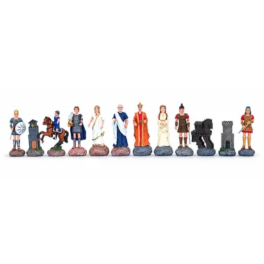 Hand-Painted Pewter Chess Set "Battle of Troy"