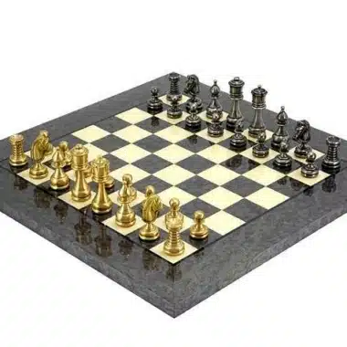 Persian II Set – Maple Wood Chess Board & Solid Brass Chess Set