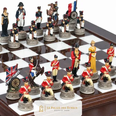 Battle of Waterloo pieces in detail, painted soldiers and flags