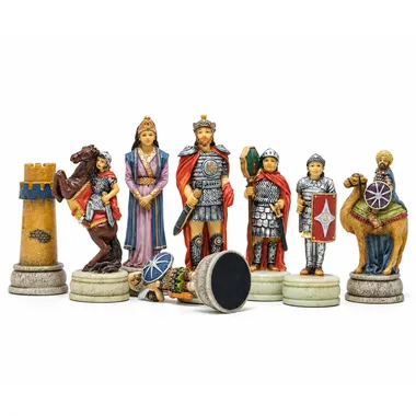 Detailed pieces showing warriors, queen and camel from the Byzantine set