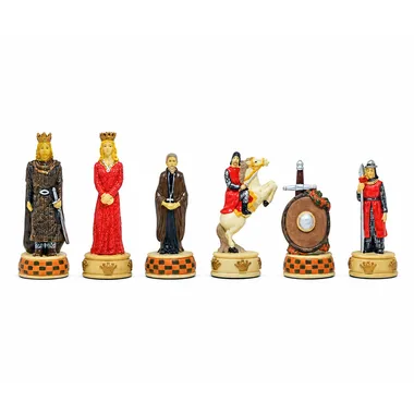 Resin chess pieces England vs Scotland, six detailed painted figures
