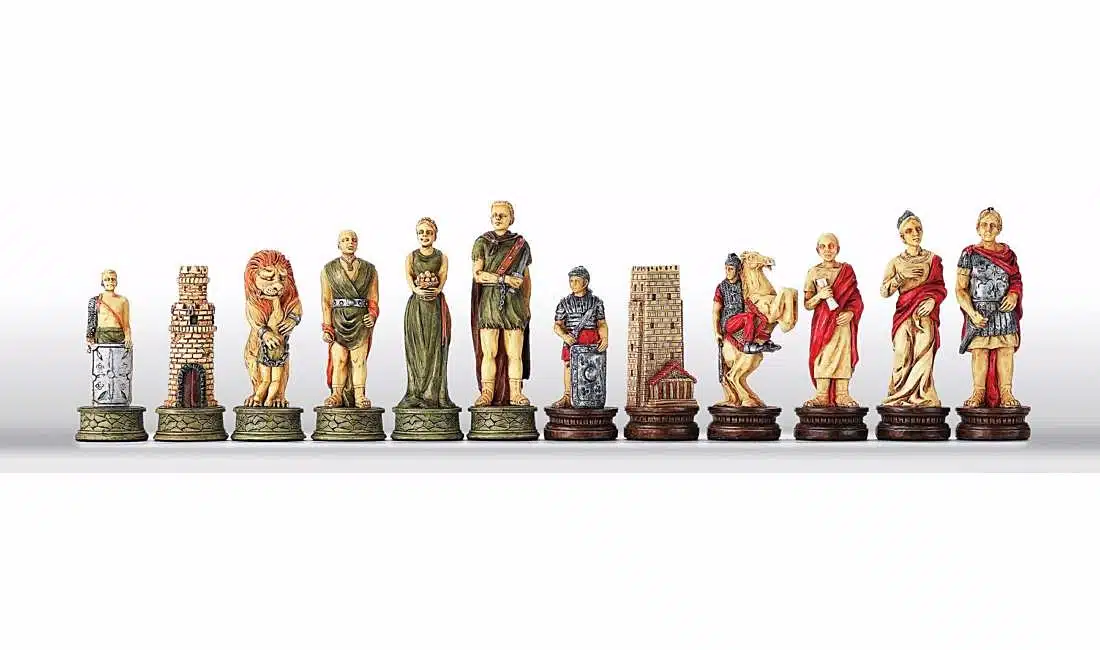 Jeu d'Echecs en Résine "Romains vs Gladiateurs"
