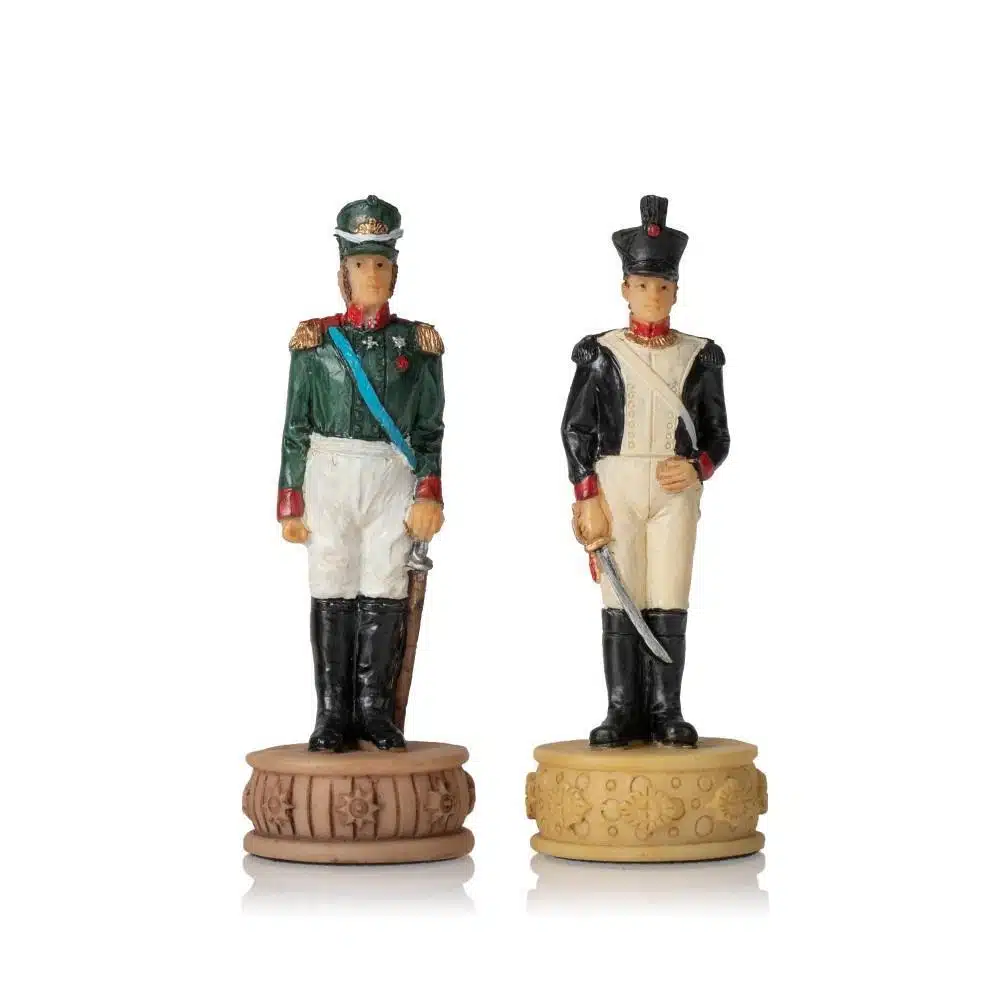 Napoleon Russian Campaign Chess Set in Resin with Black Faux Leather Chess Board - Image 7