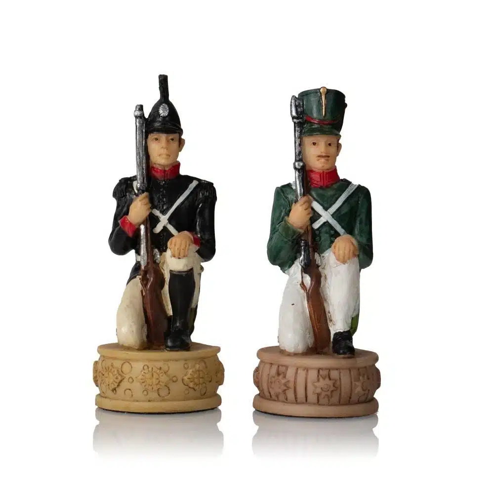 Napoleon Russian Campaign Chess Set in Resin with Black Faux Leather Chess Board - Image 9