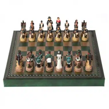 Napoleon Russian Campaign IV Chess Set in Resin with Green Faux Leather Chess Board