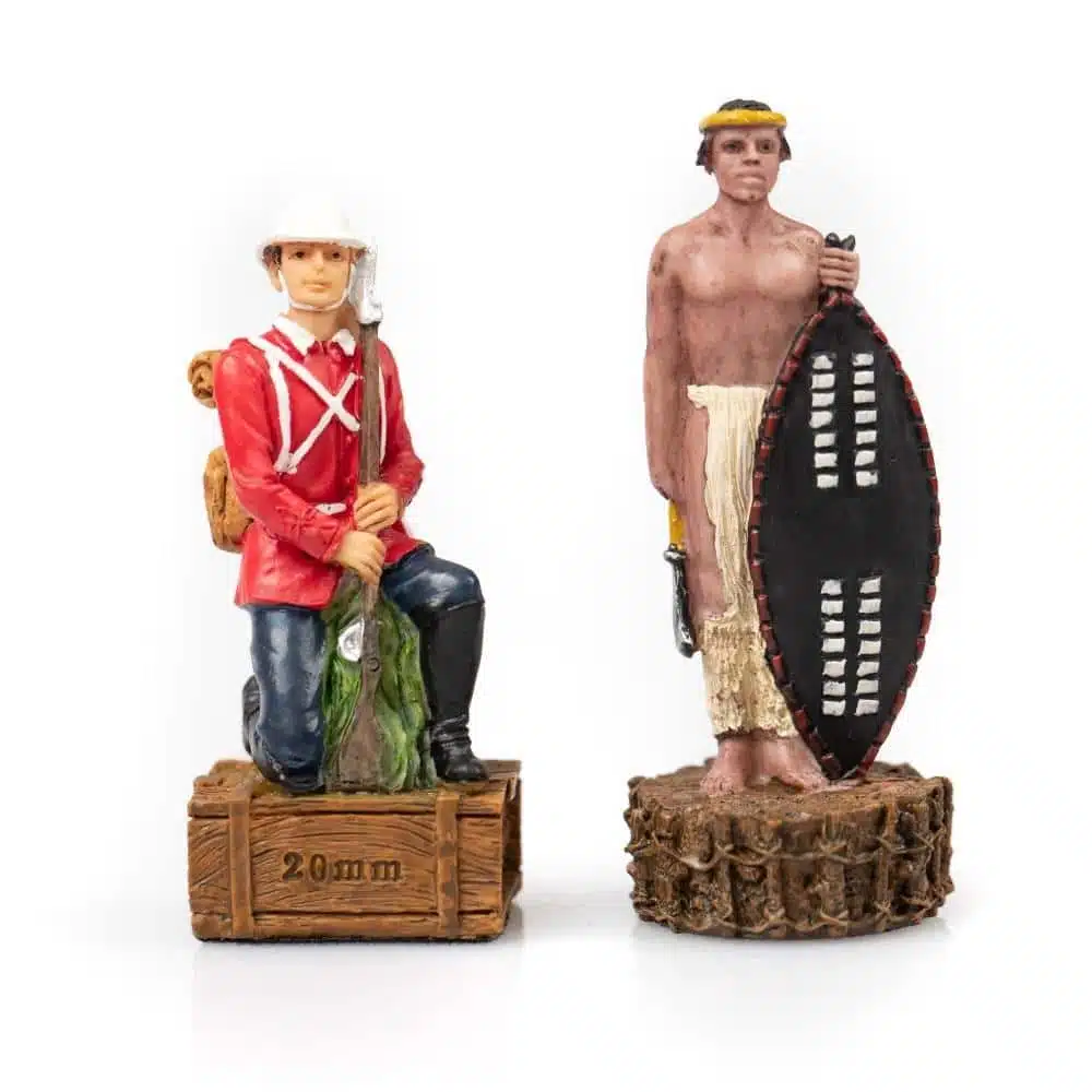 Anglo-Zulu War II Chess Board in Faux Leather with Storage and Hand-Painted Resin Chess Set - Image 10