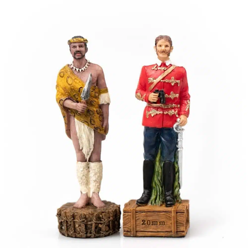 Anglo-Zulu War II Chess Board in Faux Leather with Storage and Hand-Painted Resin Chess Set - Image 8