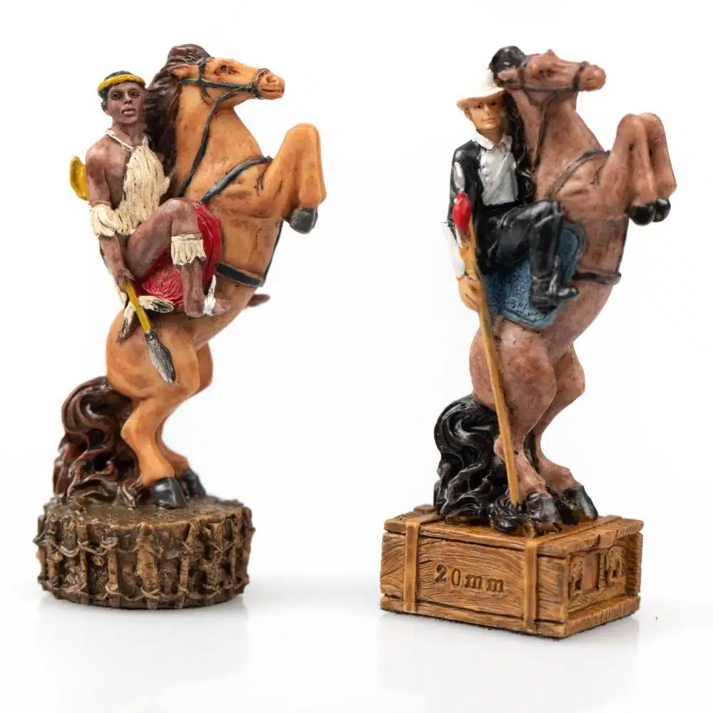 Anglo-Zulu War Set Red Faux Leather Chess Board and Hand-Painted Resin Chess Set - Image 10