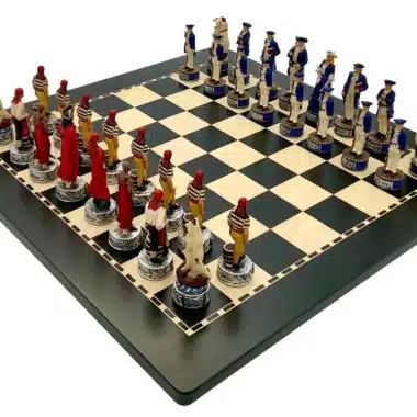 Pirates II Set – Wooden Chess Board and Hand-Painted Resin Chess Set