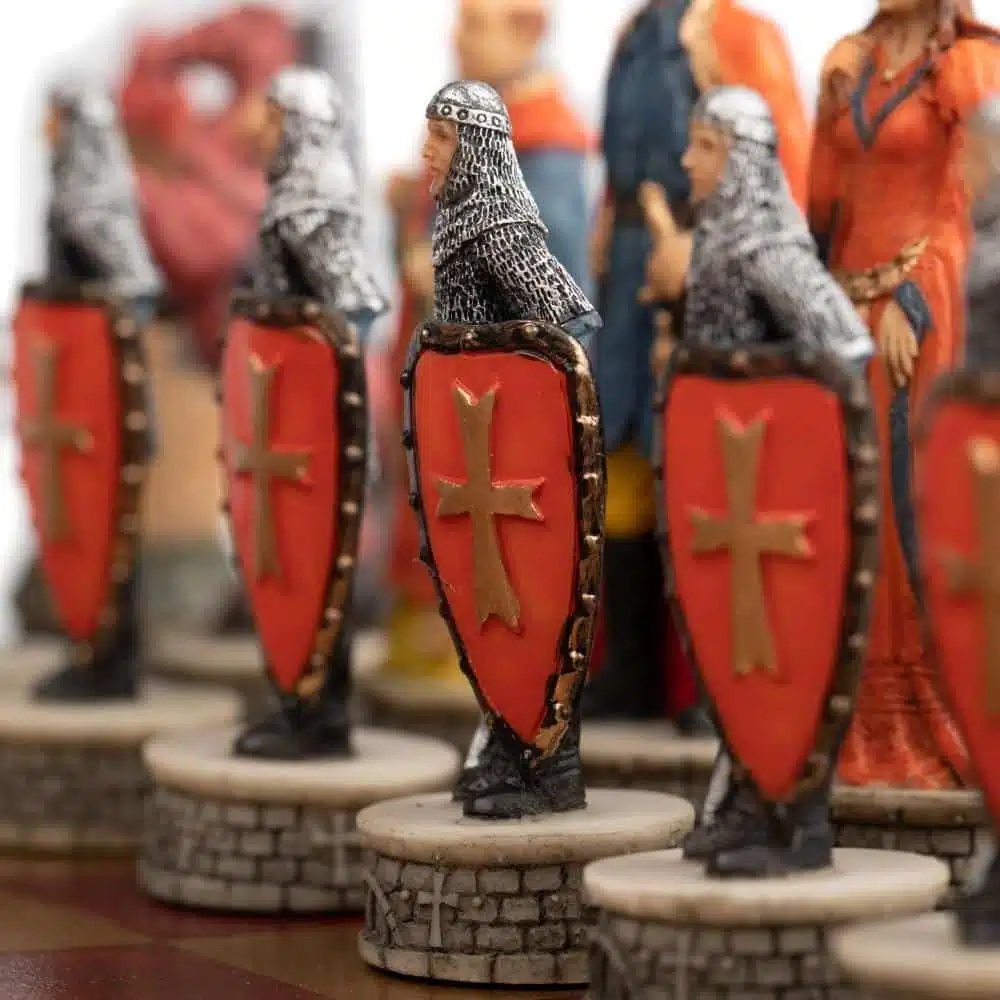 Robin Hood Set – Faux Leather Chess Board & Hand-Painted Resin Chess Set - Image 5
