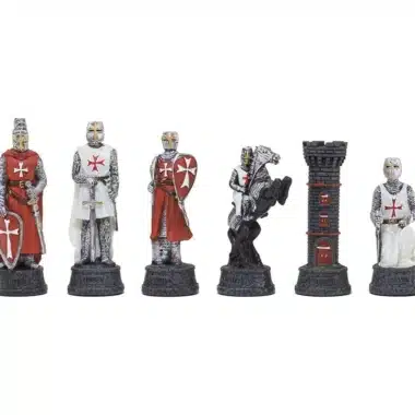 Pièces d'échecs Templier II représentant chevaliers et tour fortifiée