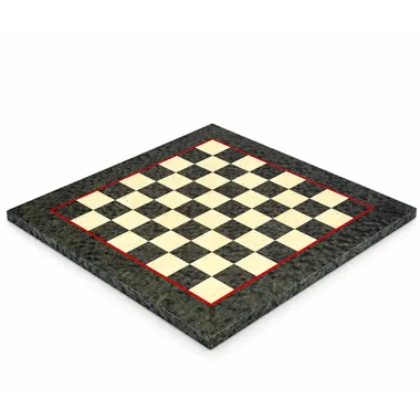 Chess board in green maple wood, overall view with red border