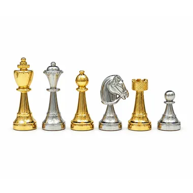 "Classic Flower" Chess Set in Gold- and Silver-Plated Metal