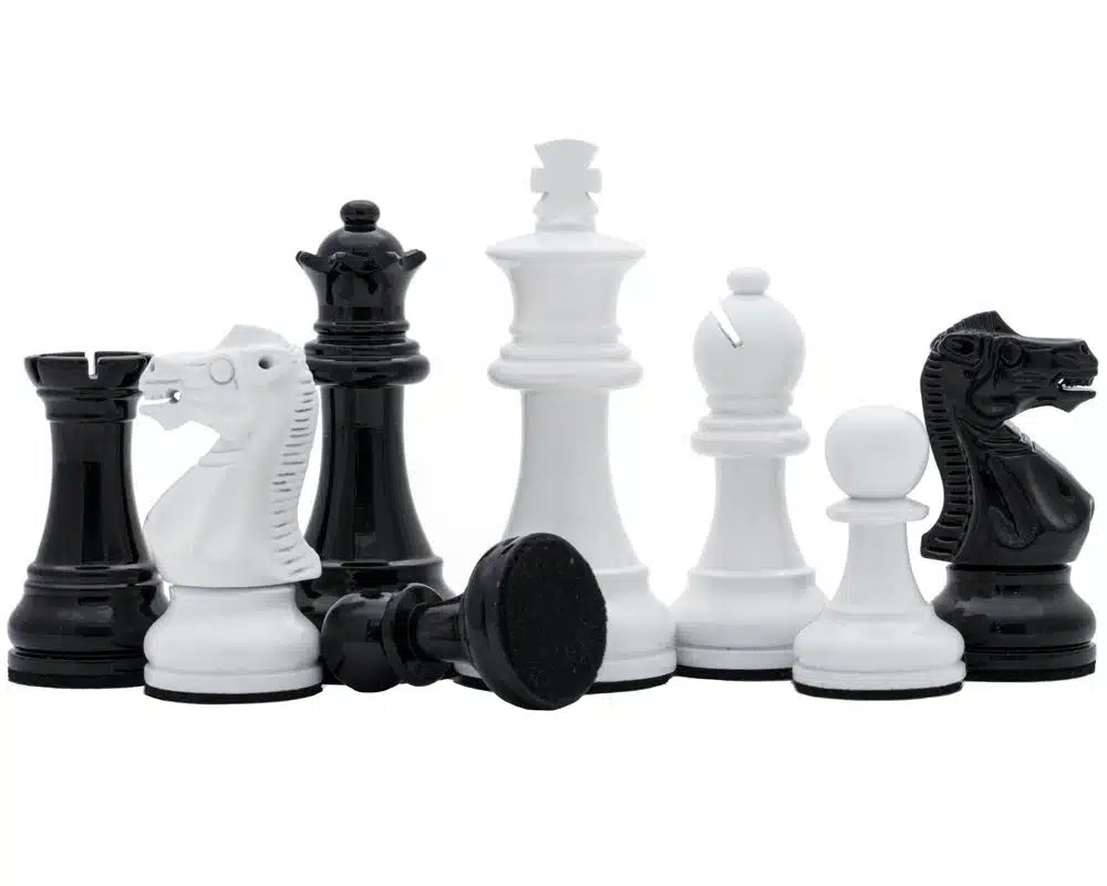 Modern Two-Tone Black and White Wooden Chess Set - Image 8